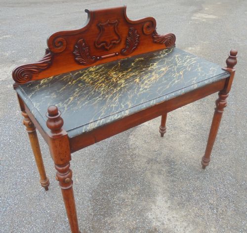 Victorian Mahogany Side Lamp Table with Faux Marble Top
