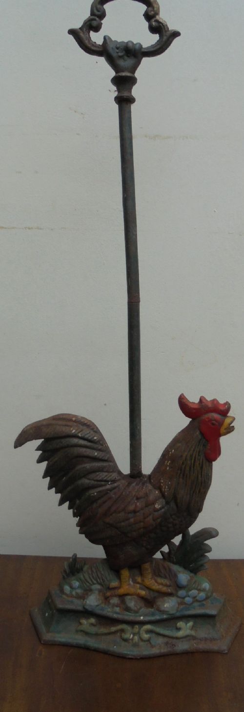 Painted Victorian Cockerel Door Stop