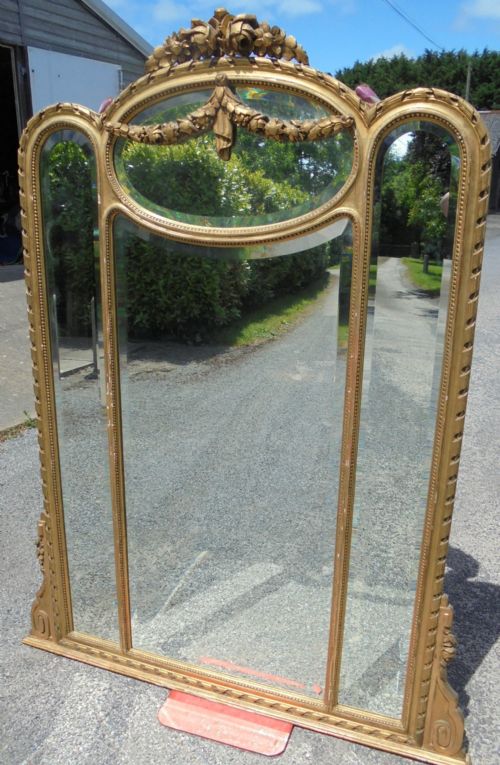 Large Giltwood Overmantle Mirror.