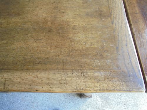 fig 1. 19th century pale oak extending refectory dining table Seats ten