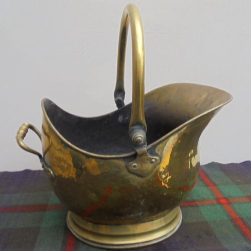 English Brass Helmet Style Coal Hod