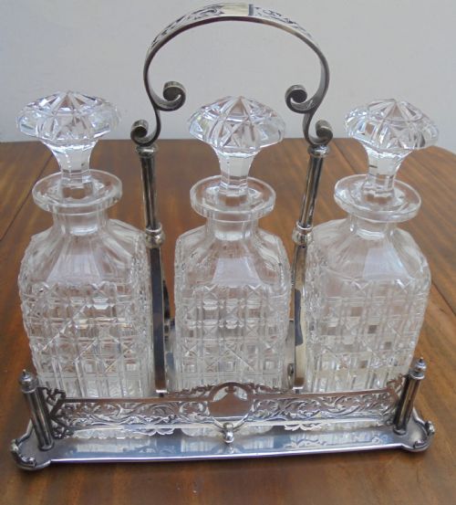 Victorian Three Decanter Cut Glass Tantalus