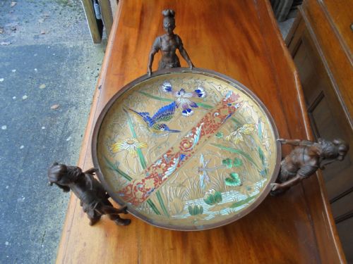 19th Century Bronze and Enamelled Tazza