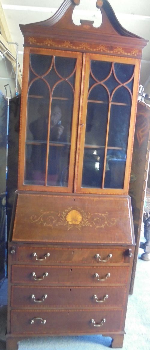 19th Century Inlaid Bureau Bookcase