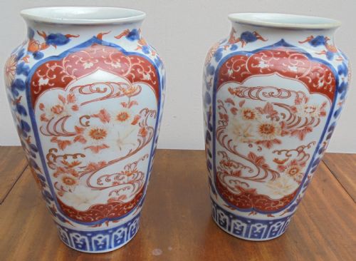 Pair 19th Century Japanese Imari Vases