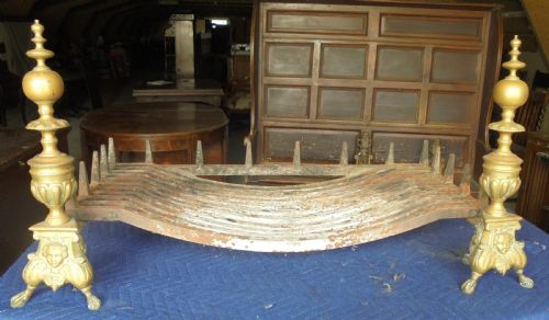 Victorian Fire Basket with Brass Andirons