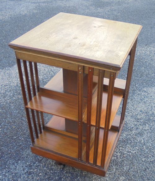 Walnut Two Tier Revolving Bookcase