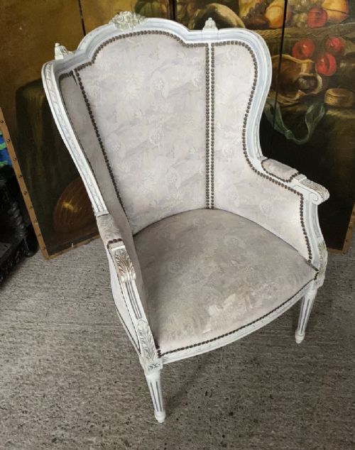 French 19th Century  Painted Wing Back Armchair