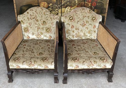 Pair of Double Bergere Armchairs
