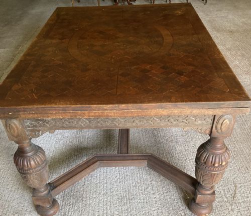 French Parquetry Top Dining Table Seats Ten