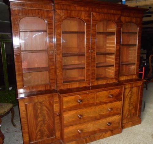 Magnificent Victorian Mahogany Breakfront Bookcase