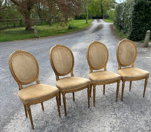 Set of Four 19th Century French Gilded  Chairs