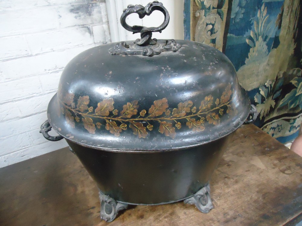 Victorian Tole Peintre coal box in original condition
