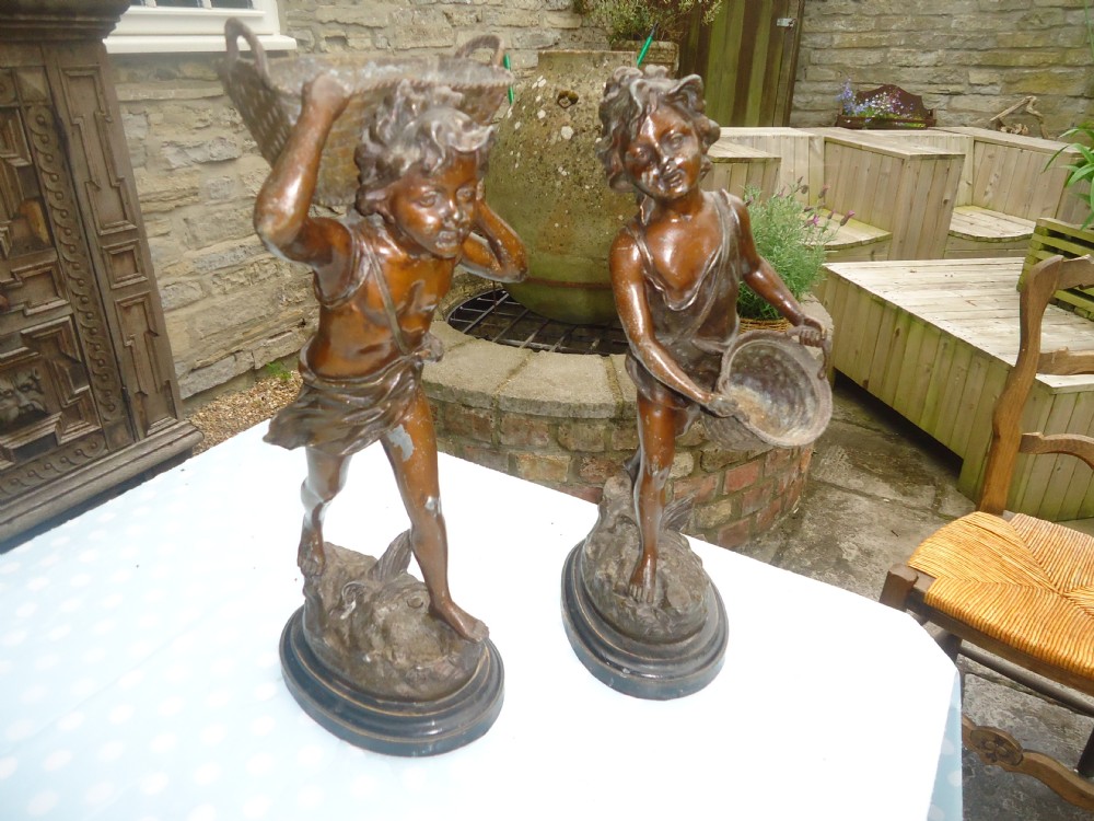 Pair of 19th century French spelter figures 20.5 ins high