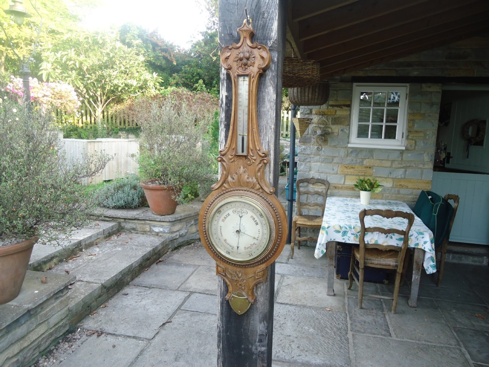 Quality oak aneroid barometer 1895