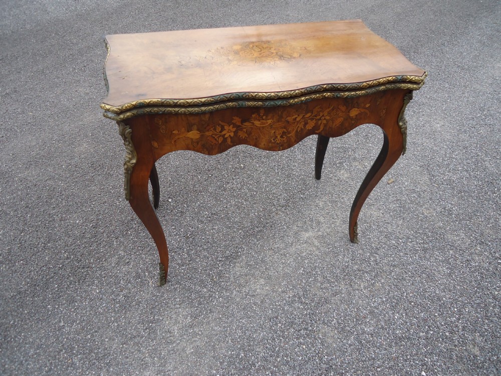 19th century walnut marquetry and ormolu card table