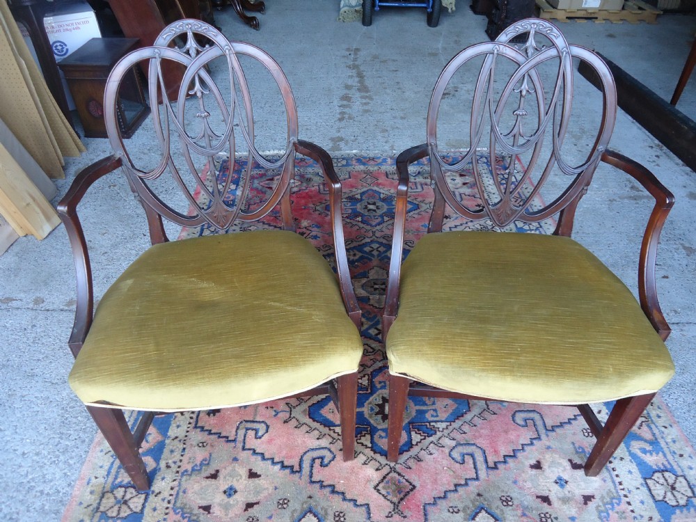 Pair of 18th century carver chairs in the Hepplewhite manner