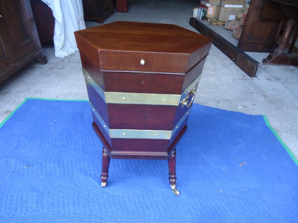 19th century brass bound mahogany wine cooler