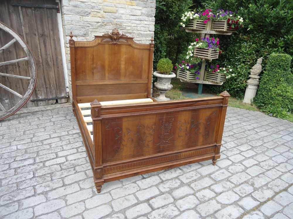 French 19th century chestnut wood double bed