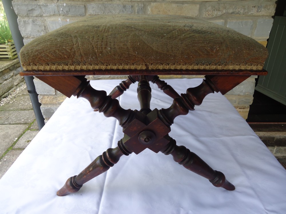 Georgian cross framed foot stool