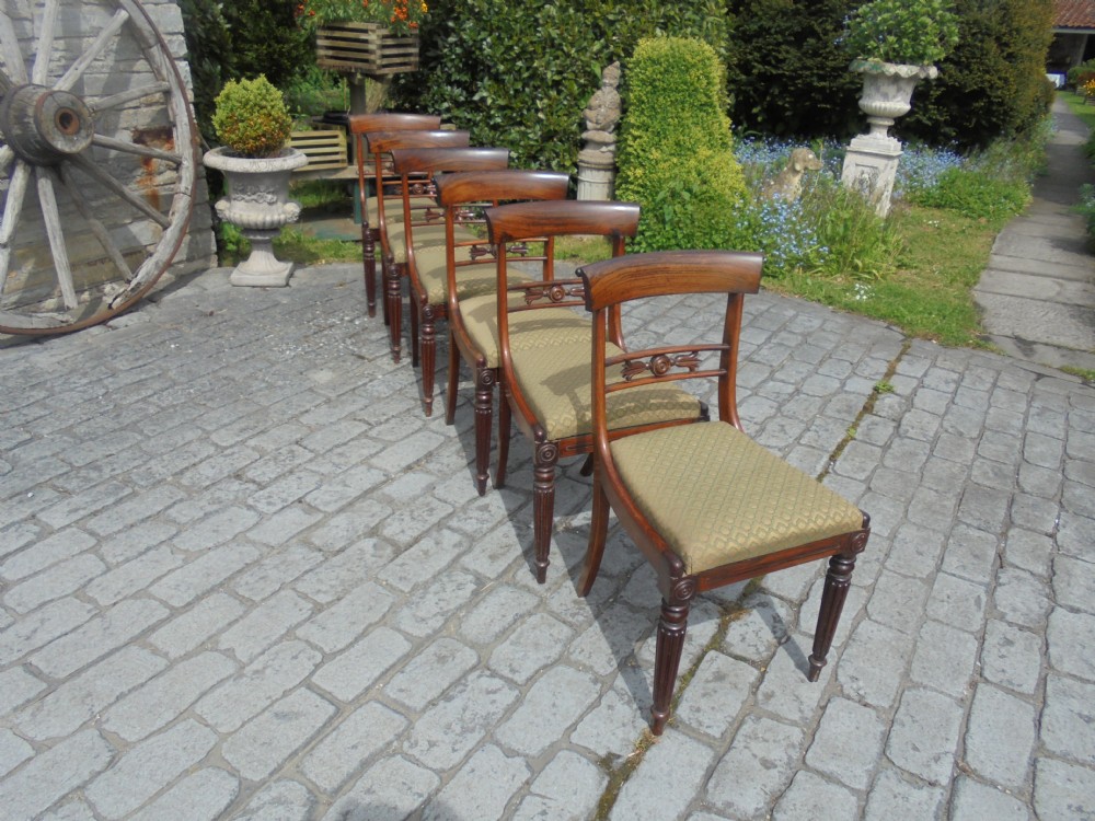 Set of six late Regency rosewood dining chairs