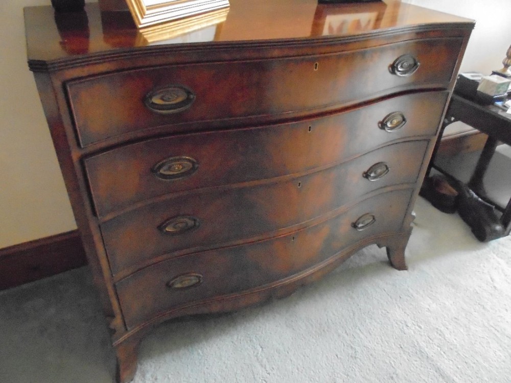 Fine mahogany serpentine chest in 18th century style circa 1890