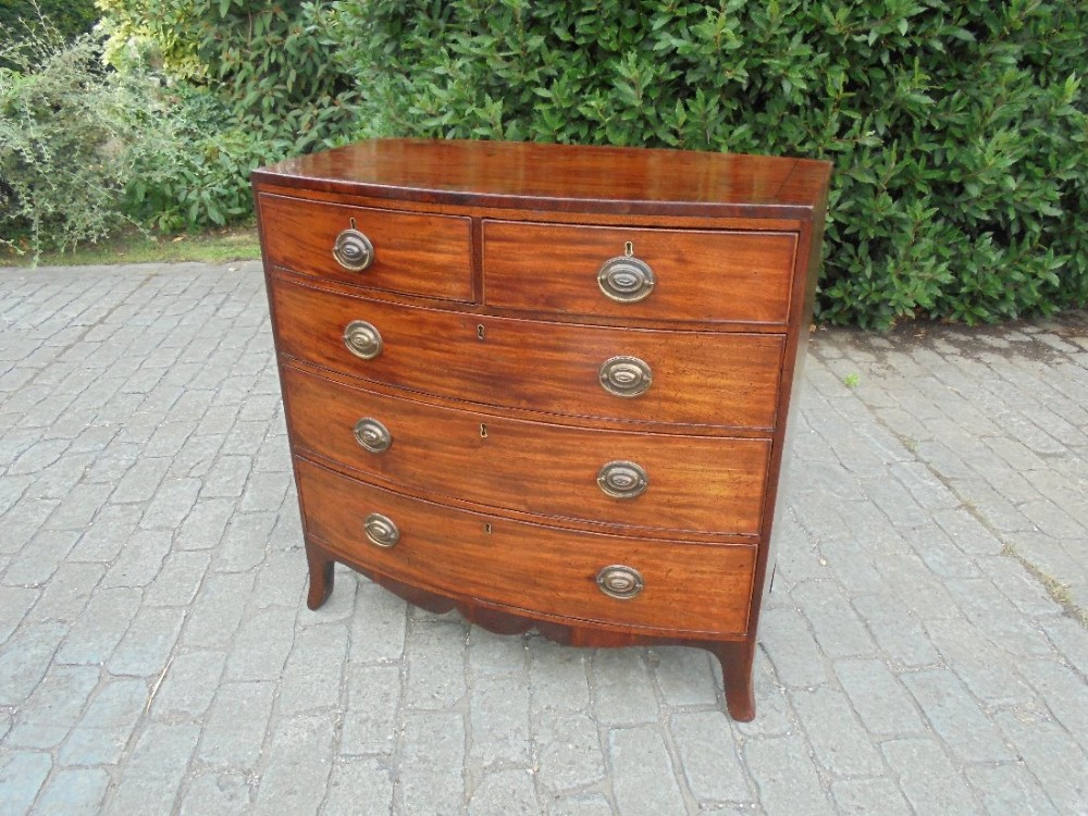 Late 18th century mahogany bow front chest of drawers