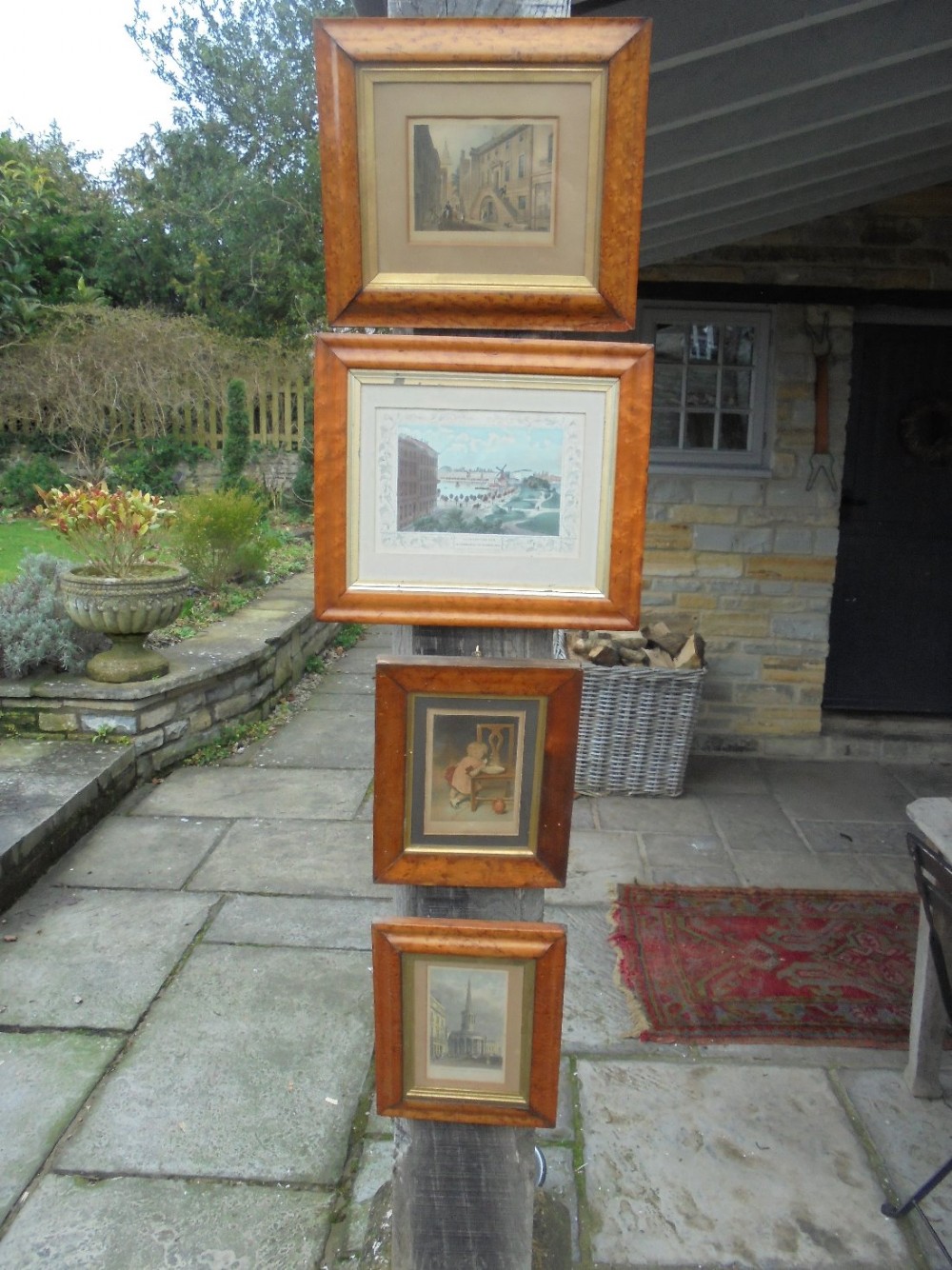Four various Victorian prints in Maple Frames