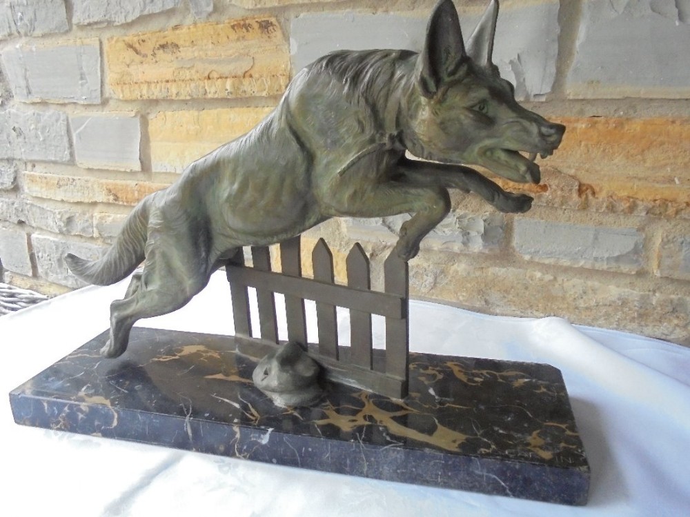 Art Deco German Shepherd dog by L Carvin