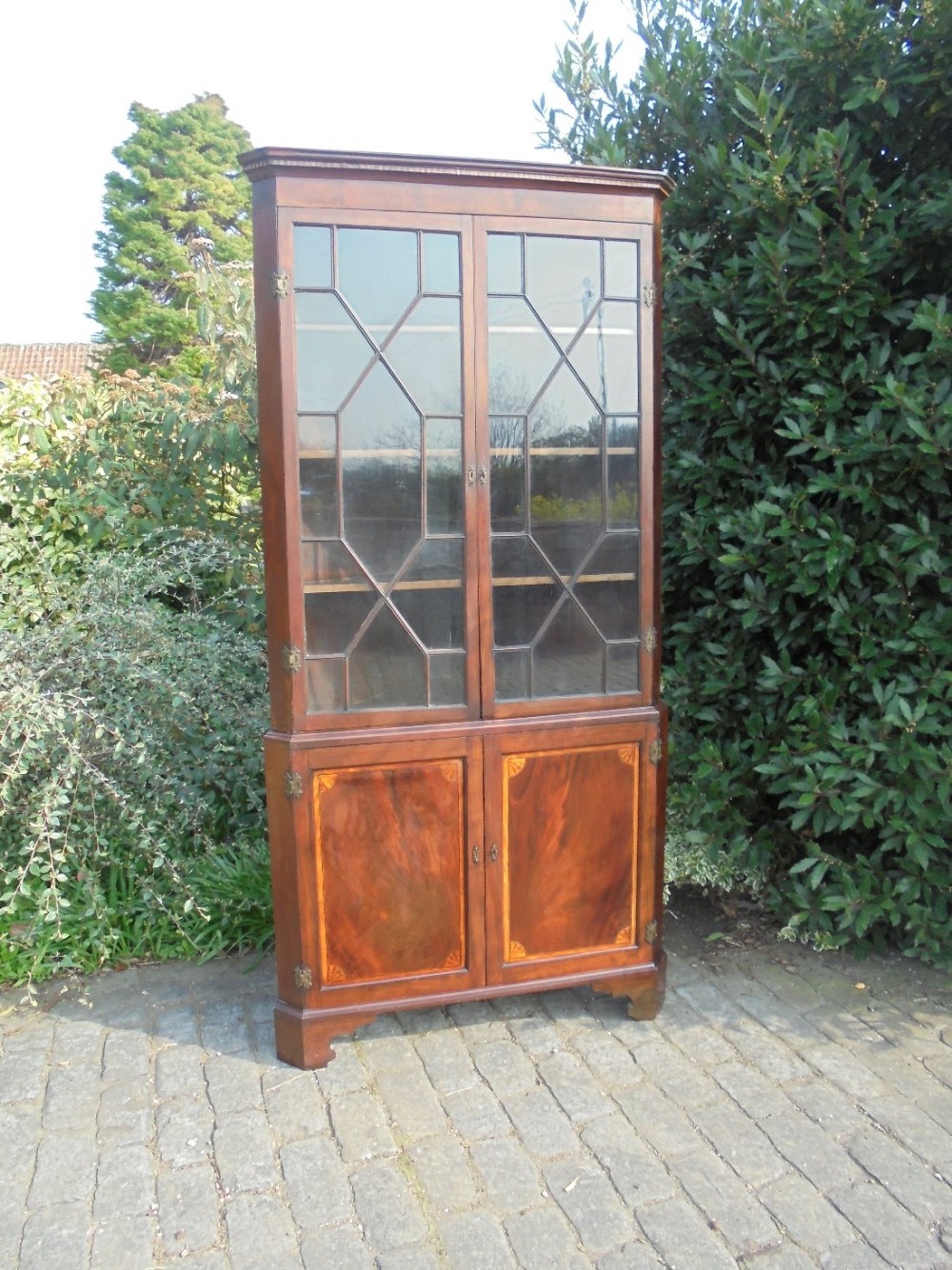  18th century  glazed double corner cabinet