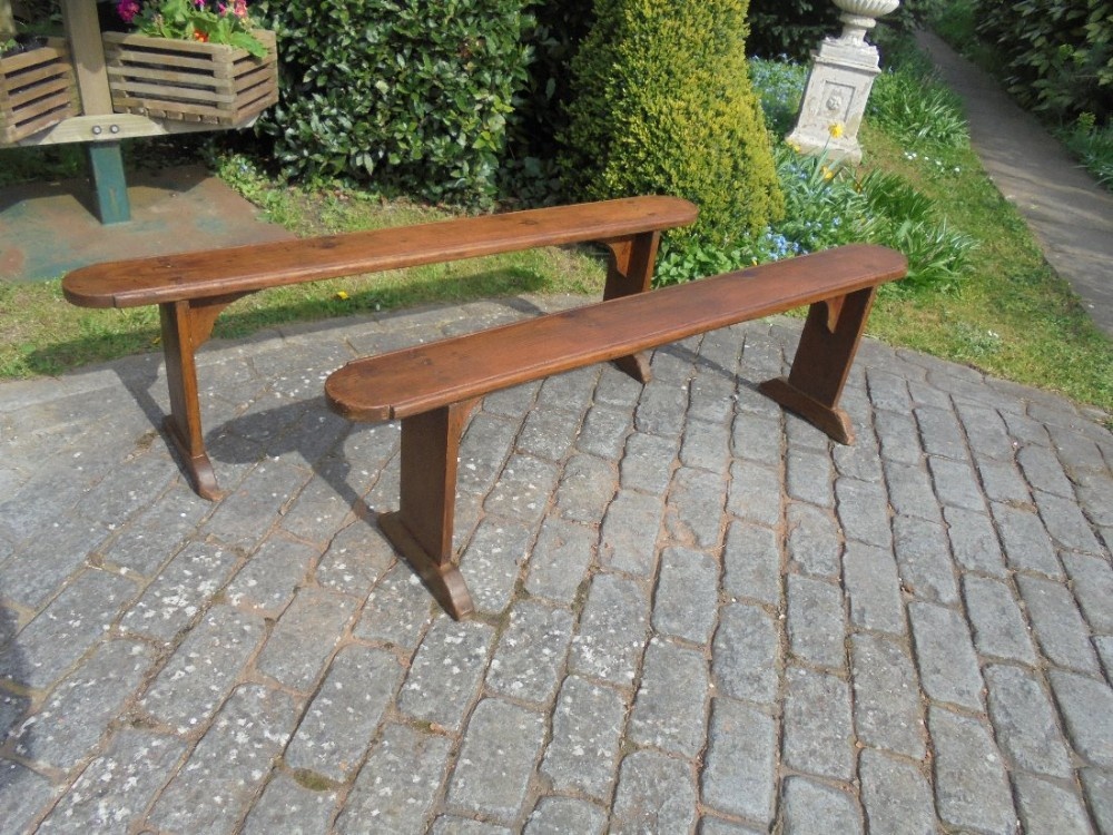 Pair of 19th century French pine benches