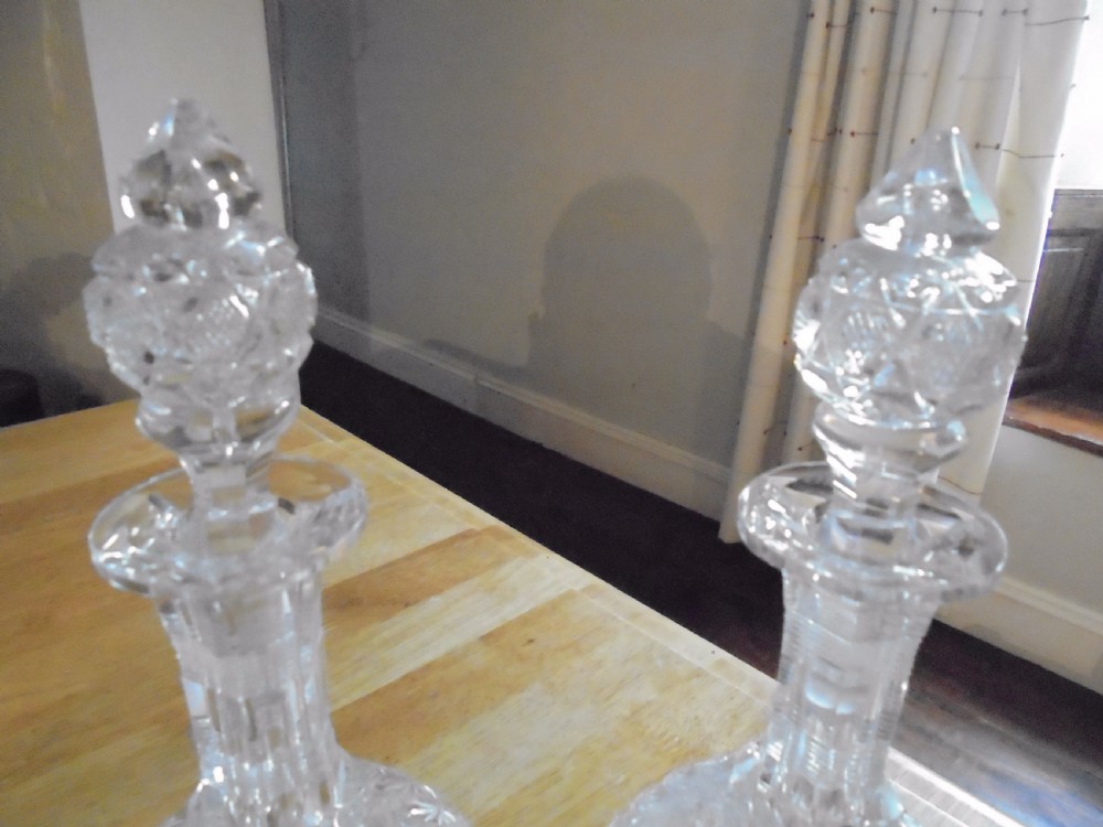 Pair of  early 19th century cut glass decanters   View II