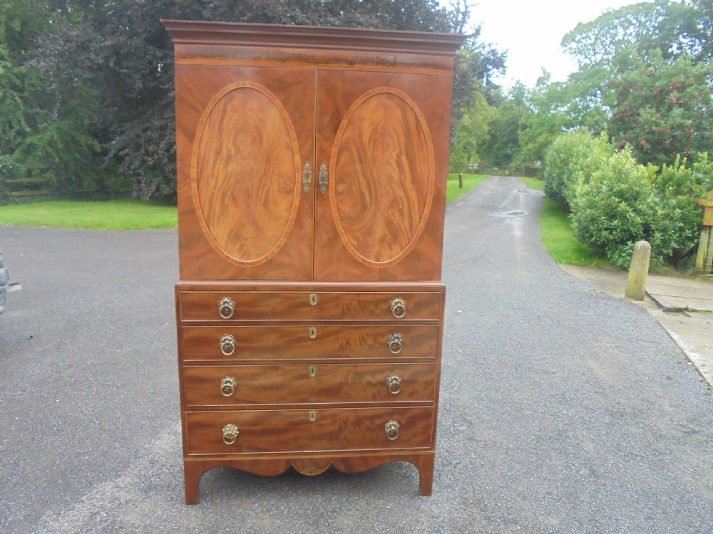 19th century oval panelled Channel Island linen press