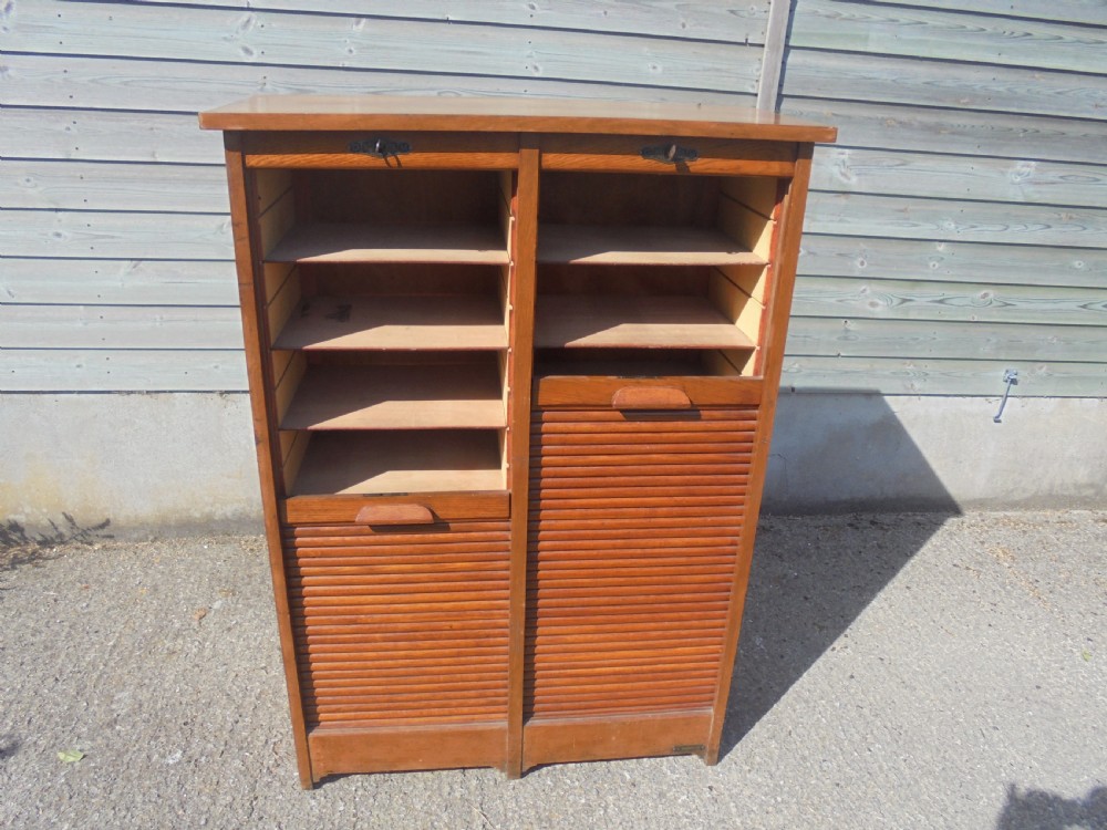Oak double fronted tambour filing cabinet View IV