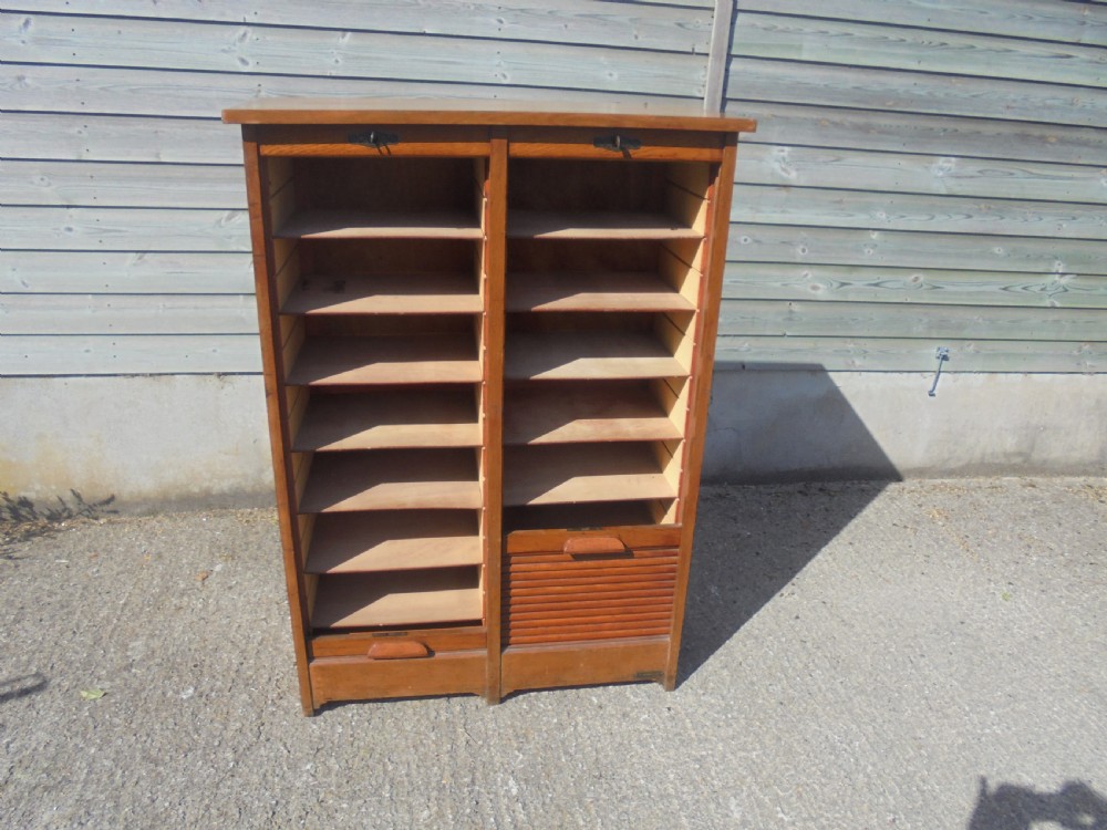 Oak double fronted tambour filing cabinet View V