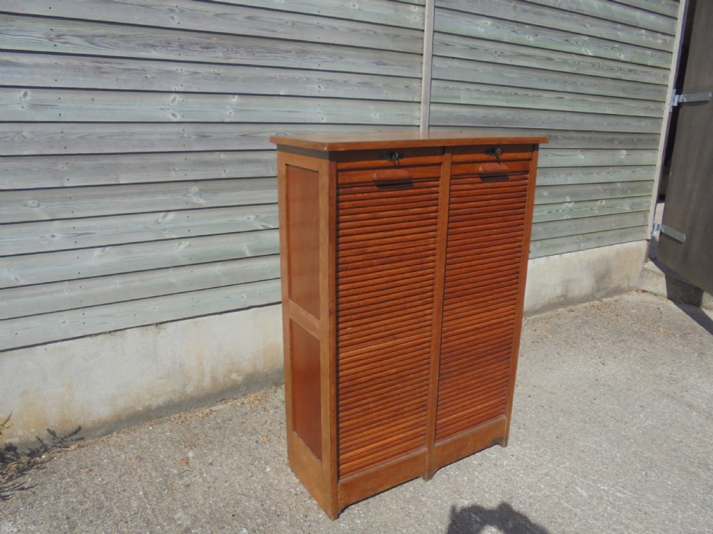 Oak double fronted tambour filing cabinet View VII