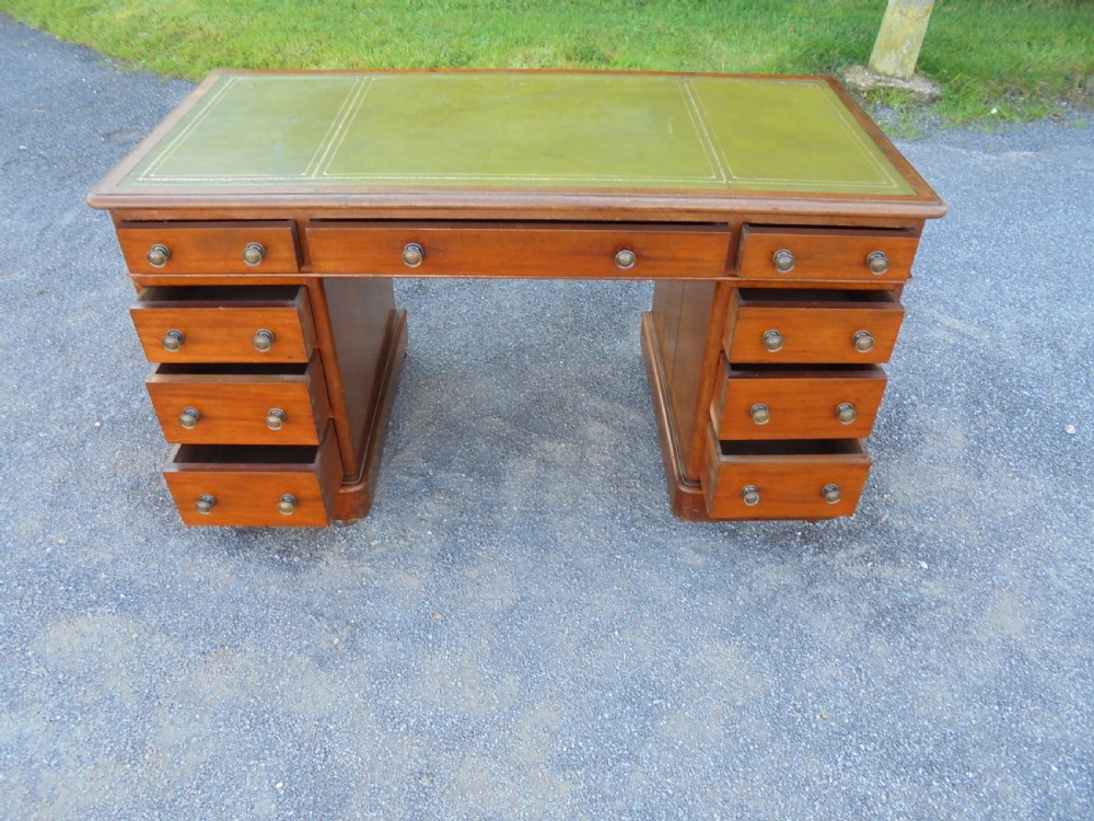 Victorian mahogany twin pedestal desk View II