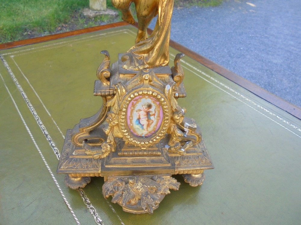 Pair of 19th century gilded bronze candelabra  with Sevres plaques View V