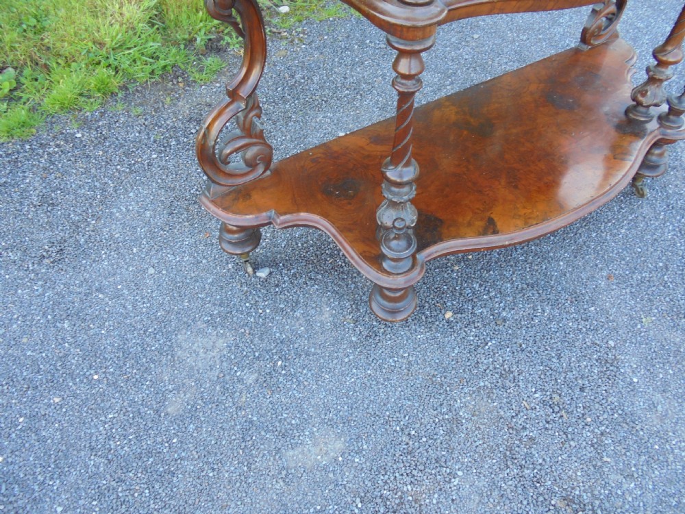 Victorian walnut three tier shelves View IV