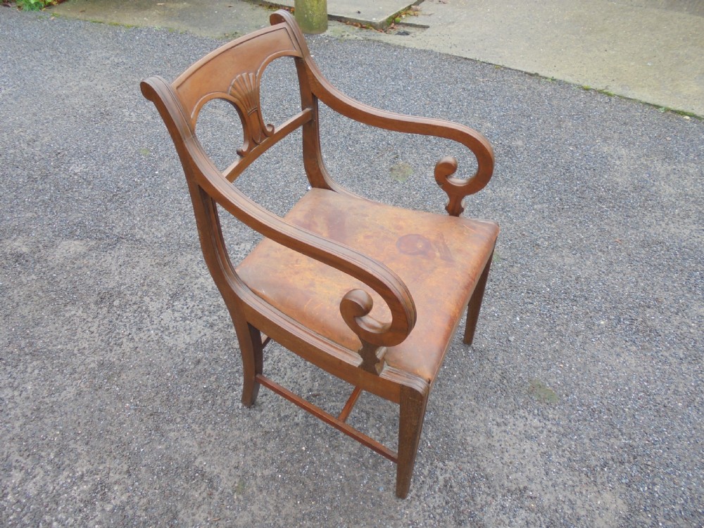 Set of eight (six plus two) Regency mahogany leather seat dining chairs View IV