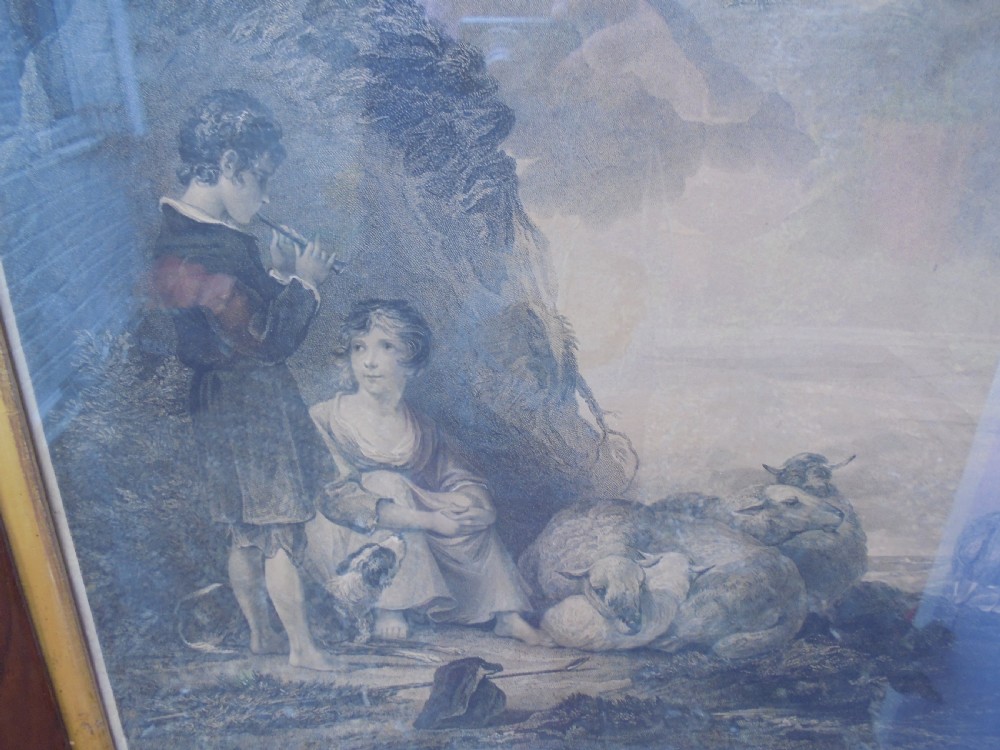 Pair of Victorian prints in rosewood frames View II