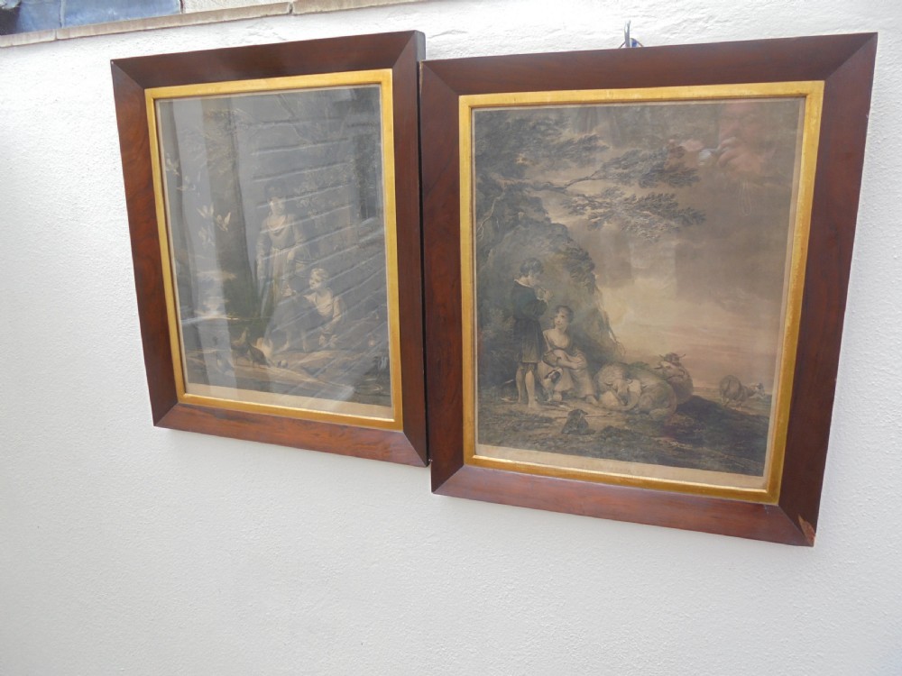 Pair of Victorian prints in rosewood frames View III