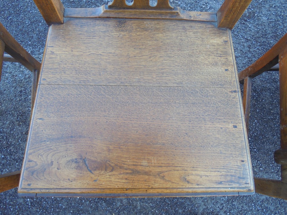 Set of Set of six plus one George 111 oak and elm dining chairs View II