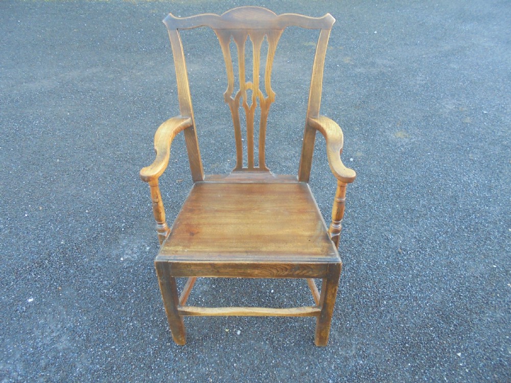 Set of Set of six plus one George 111 oak and elm dining chairs View V