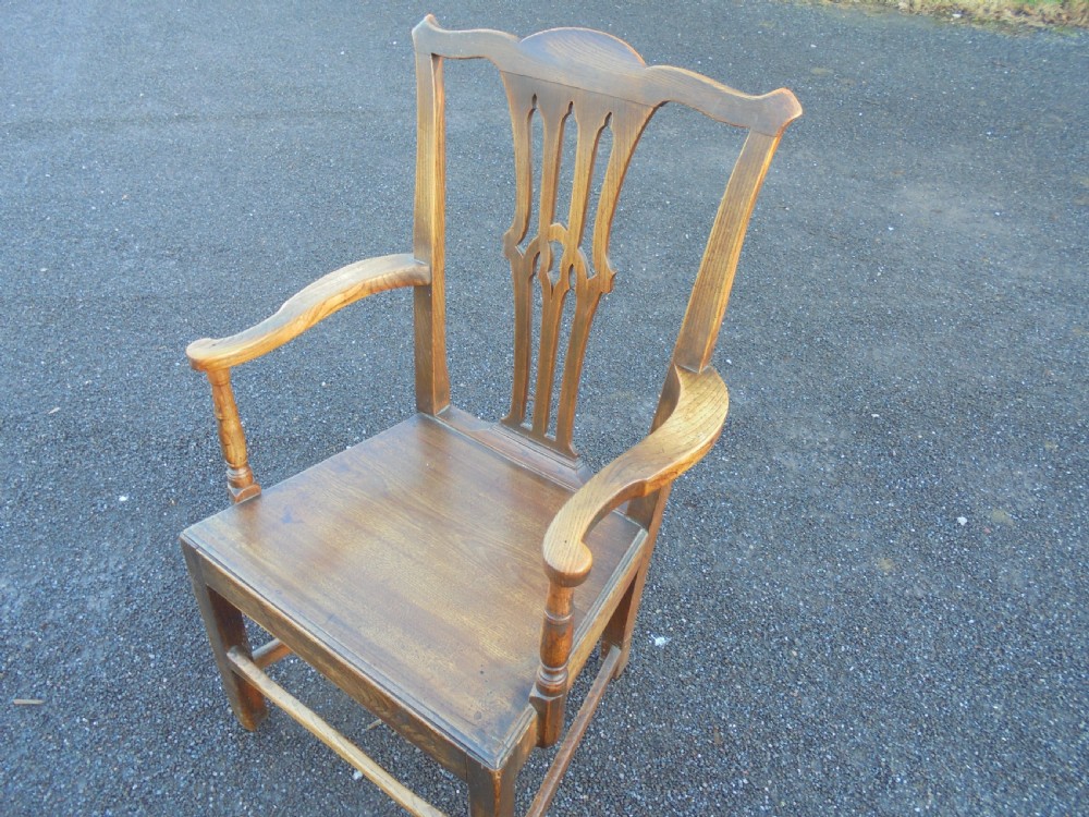 Set of Set of six plus one George 111 oak and elm dining chairs View VI