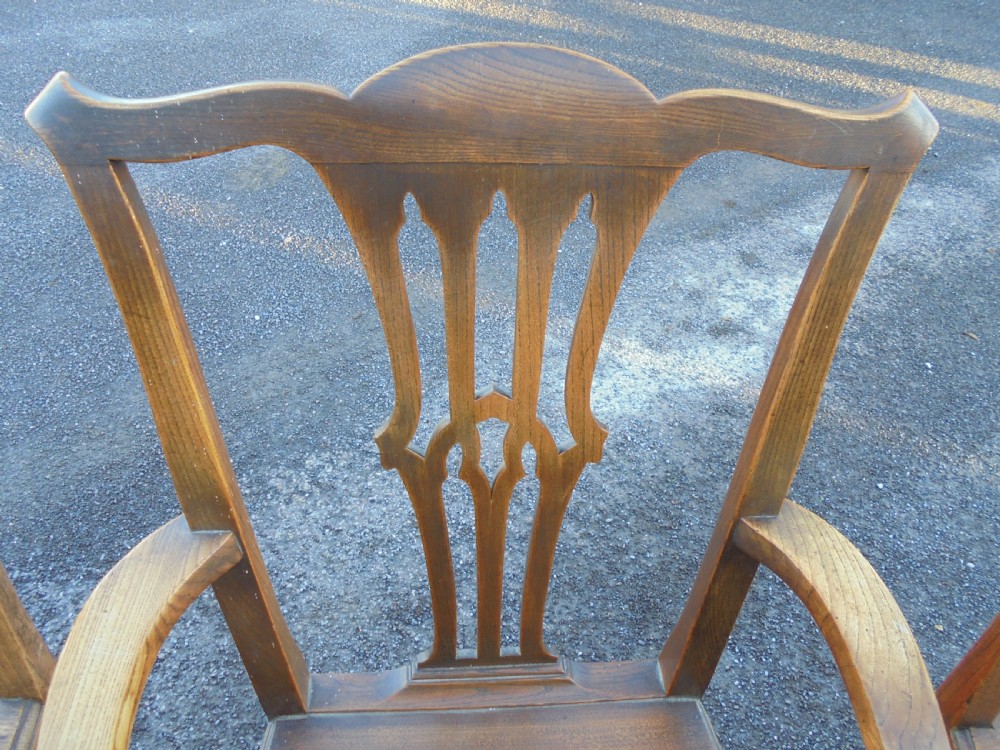 Set of Set of six plus one George 111 oak and elm dining chairs View X