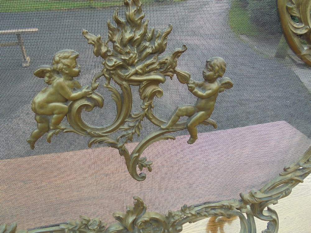 French 19th century ornate fire screen , gilded bronze View III