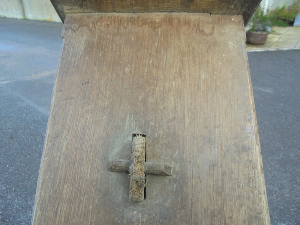Long 18th century oak refectory bench View II
