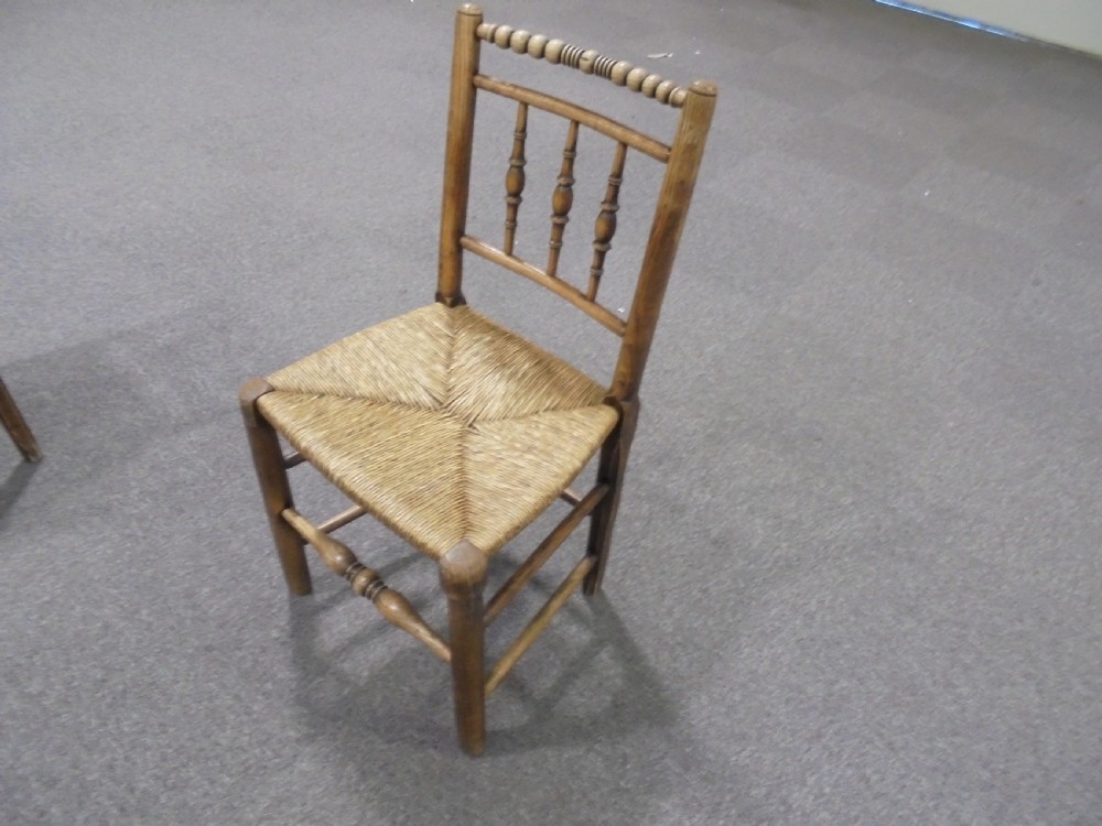 Set six ash and elm Country English kitchen-dining chairs View II