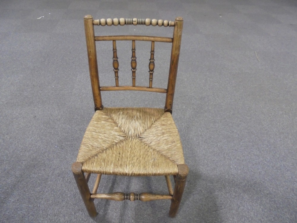 Set six ash and elm Country English kitchen-dining chairs View III